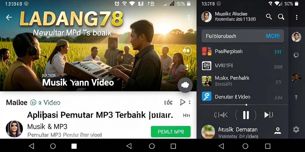 Tampilan antarmuka <strong>LADANG78</strong> dengan fitur Pemutar MP3 yang mudah digunakan.