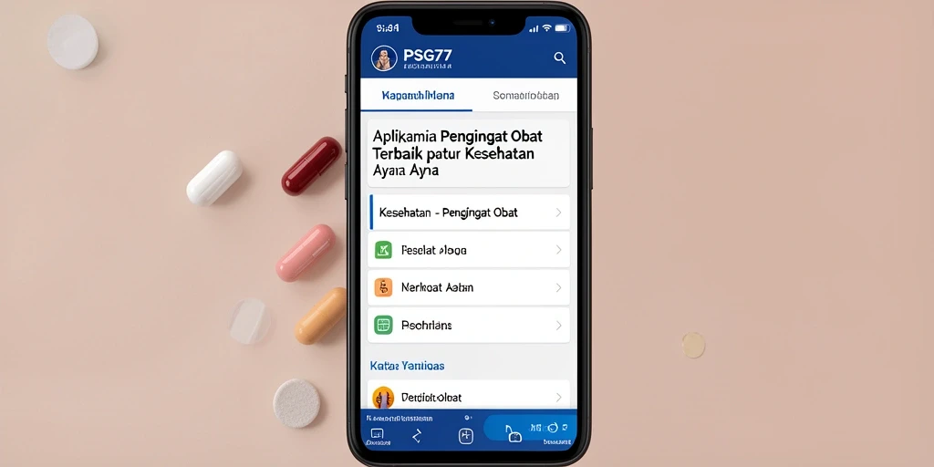 Tampilan antarmuka PSG77 yang bersih dan sederhana untuk Pengingat Obat.