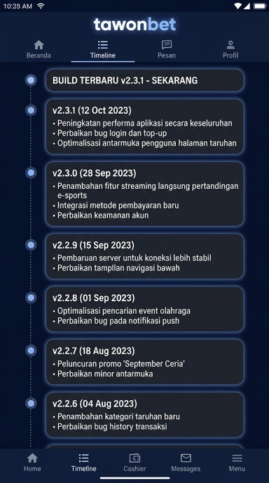 Riwayat Versi Tawonbet: Pembaruan dan Fitur